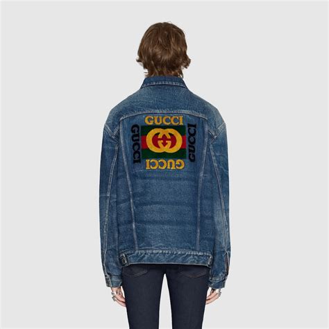 gucci oversize denim jacket with patches|Gucci denim jackets for men.